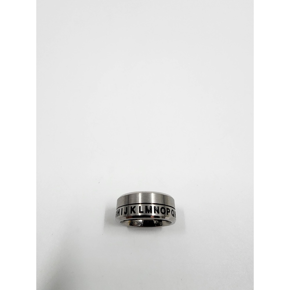 Retro Works Stainless Steel Alphabet Decoder Spinner Ring Silver‎ Tone Band